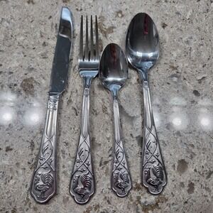 Cambridge Rooster Stainless Steel Flatware‎ Set Service Knife Fork Lg Sm Spoon